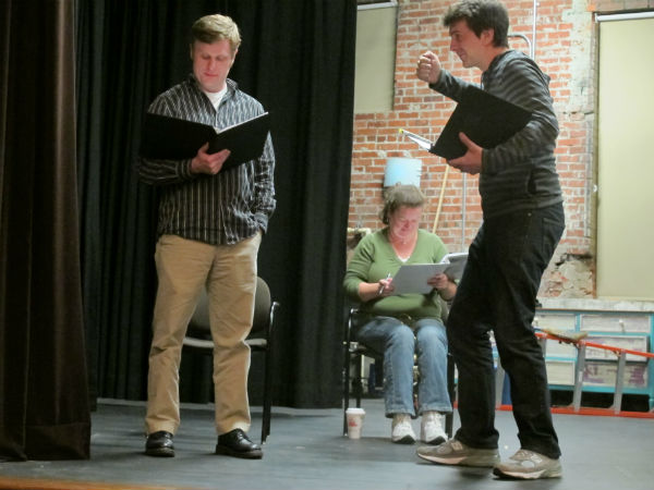 Here's another special effect you'll have to imagine. Will Coleman, playing a college student in the 1700s, carries a torch in the climactic scene. That's one of his fellow classmates, played by Kevin McAlexander, at left.