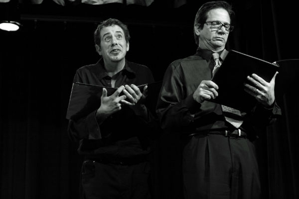 Headmaster (Ross Laguzza, right) wants to stamp out treason at his school, and thereby curry favor with the king. His assistant, Grinchley (Drew Dowdy) tries to be helpful.