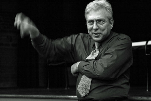 Todd Ristau, who runs the Hollins Playwright's Lab, talks to the audience.