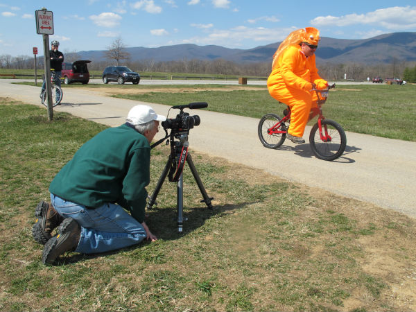 Hank Ebert gets another angle of a goldfish riding a bicycle. You can't have too many.