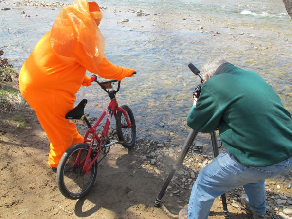 Hank gets a close-up of Chad at the water's edge.