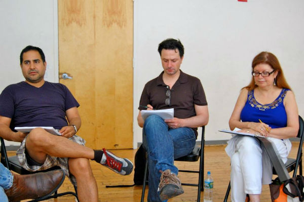 At the read-through.