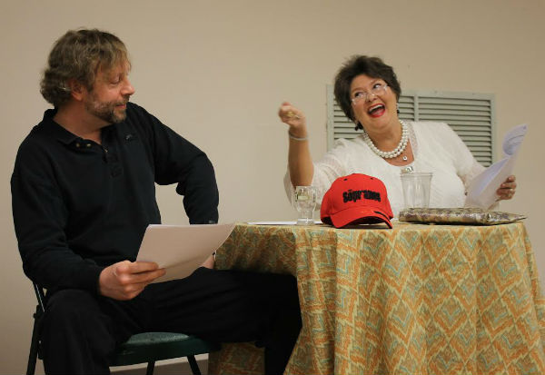 God (at right) and the Devil (at left). Photo by Heather Yvonne Brush. Note the Sopranos hat.