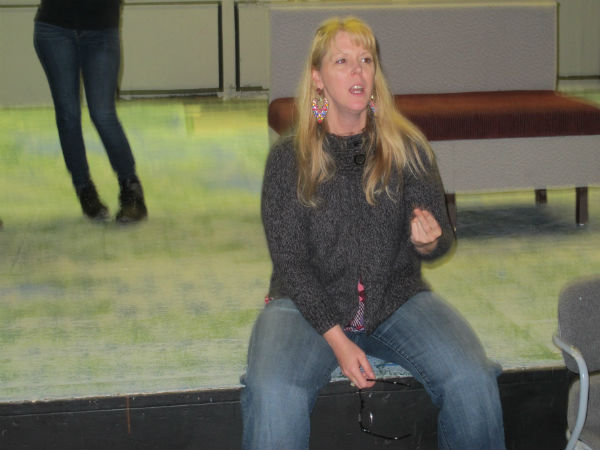 OK, time to get this thing up on its feet. Director Melora Kordos gives instructions.