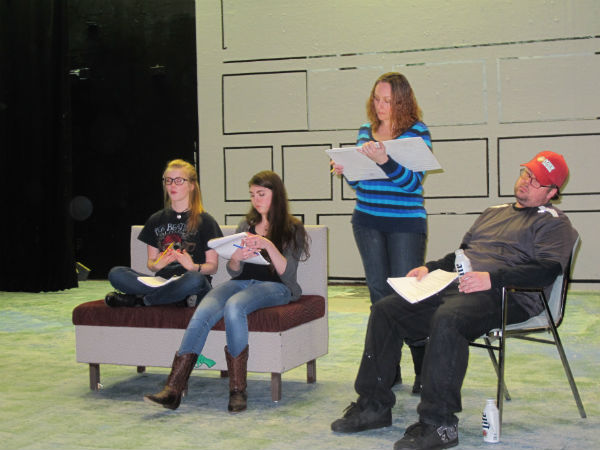 From left: Zelda (Gwyneth Strope) plays video games. Meredith (Emma Sala) wishes she were out shooting. Rhonda (Heather Sexton) plots the next pageant. Zeke (Tim Kennard) -- well, you know about Zeke.