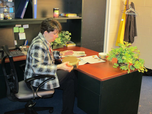 Marianne Ebert as the funeral home attendant with the package -- ashes. Yeah.