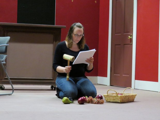 Rhonda (Heather Sexton) has a lot of aggression to work out. She tries to do this by smashing her way to a fruit salad.