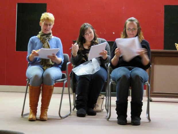 Rhonda has never won anything in her life. Fonda persuades her to enter a chili cook-off, but time is tight, so they go searching for roadkill. From left, that's Dronda (Kris Sorensen), Fonda (Kelly Anglim) and Rhonda (Heather Sexton).