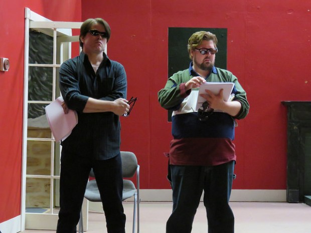 Zeke's Christmas lights display turns out to be pretty bright. From left, 51Hunter (Joel Gruver) and Zeke (Tim Kennard).