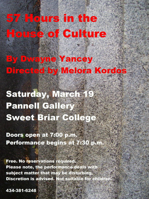 Poster for the Sweet Briar reading.