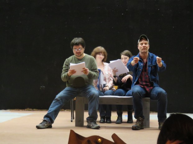 The alien, Dee Dee and Cee Cee catch a ride with a trucker, played by Nick McCord.